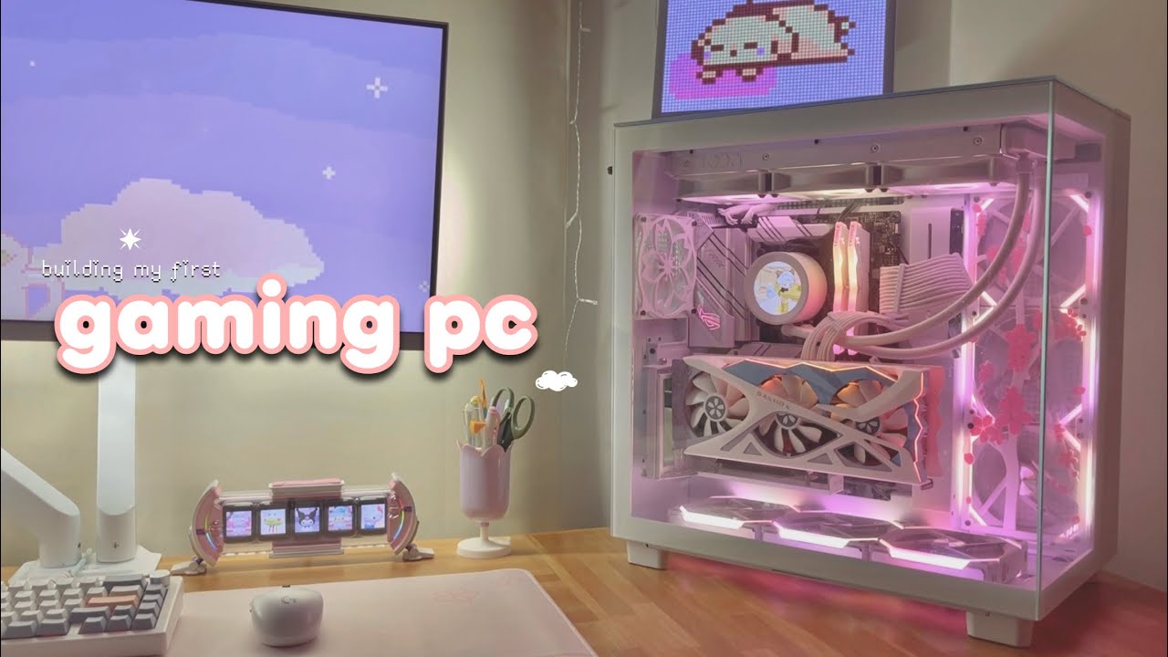 🌸 building my first gaming pc and it's super pretty // yeston 3070, i7-12700k, nzxt h9 elite