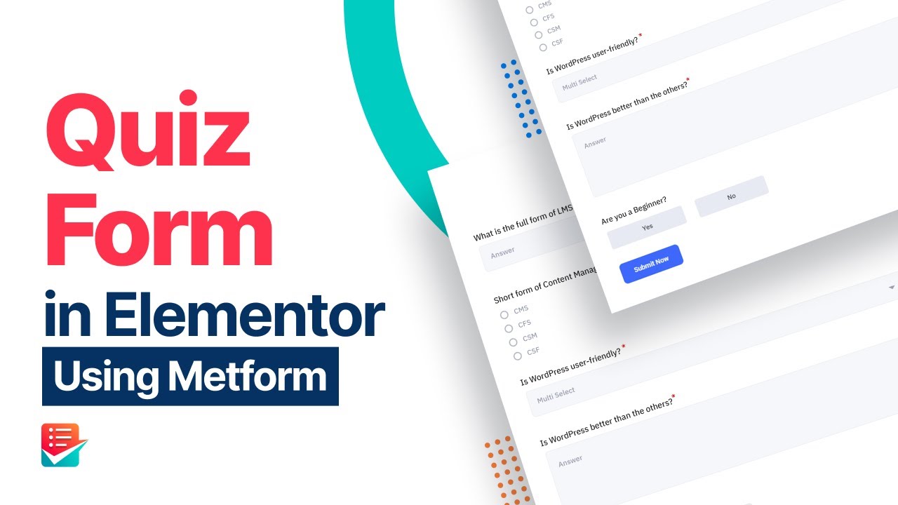 Create Quiz Form in WordPress using Elementor and MetForm