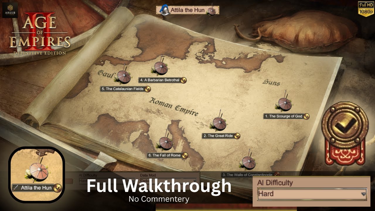 Age of Empires 2 – Attila the Hun Campaign Full Walkthrough No Commentary (Hard)