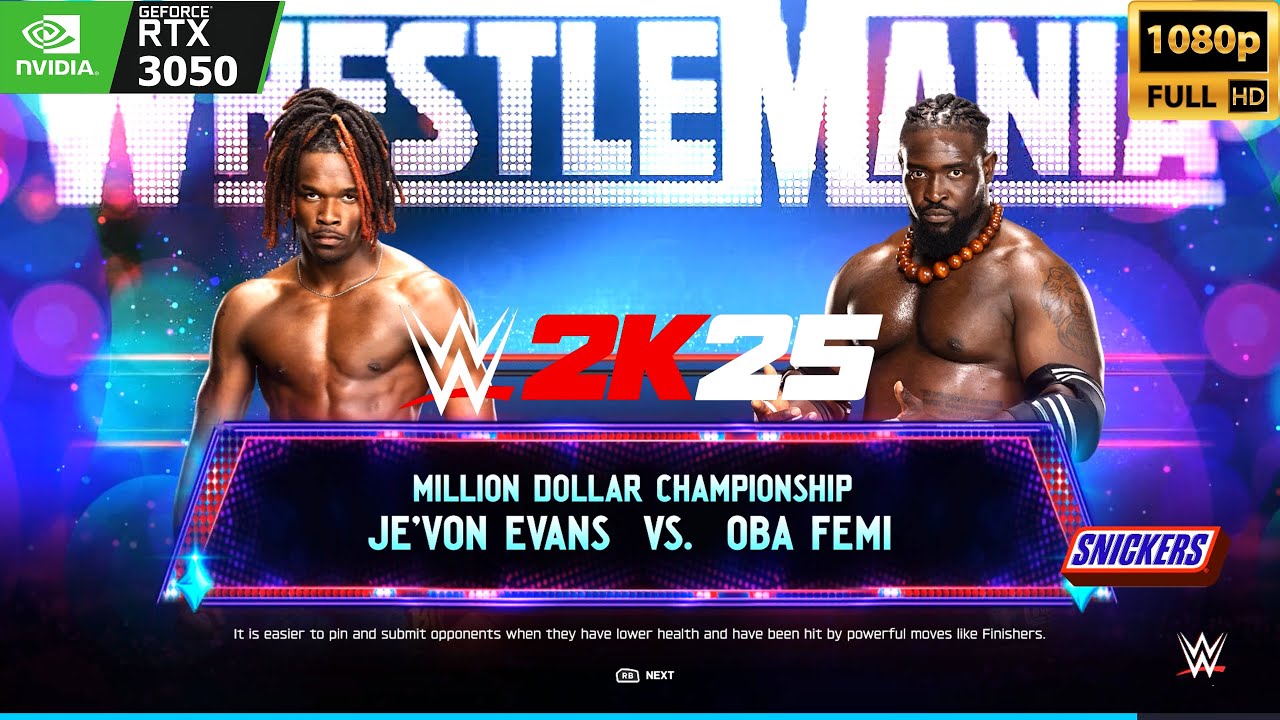 Je'von Evans vs Oba Femi at Wrestlemania 41