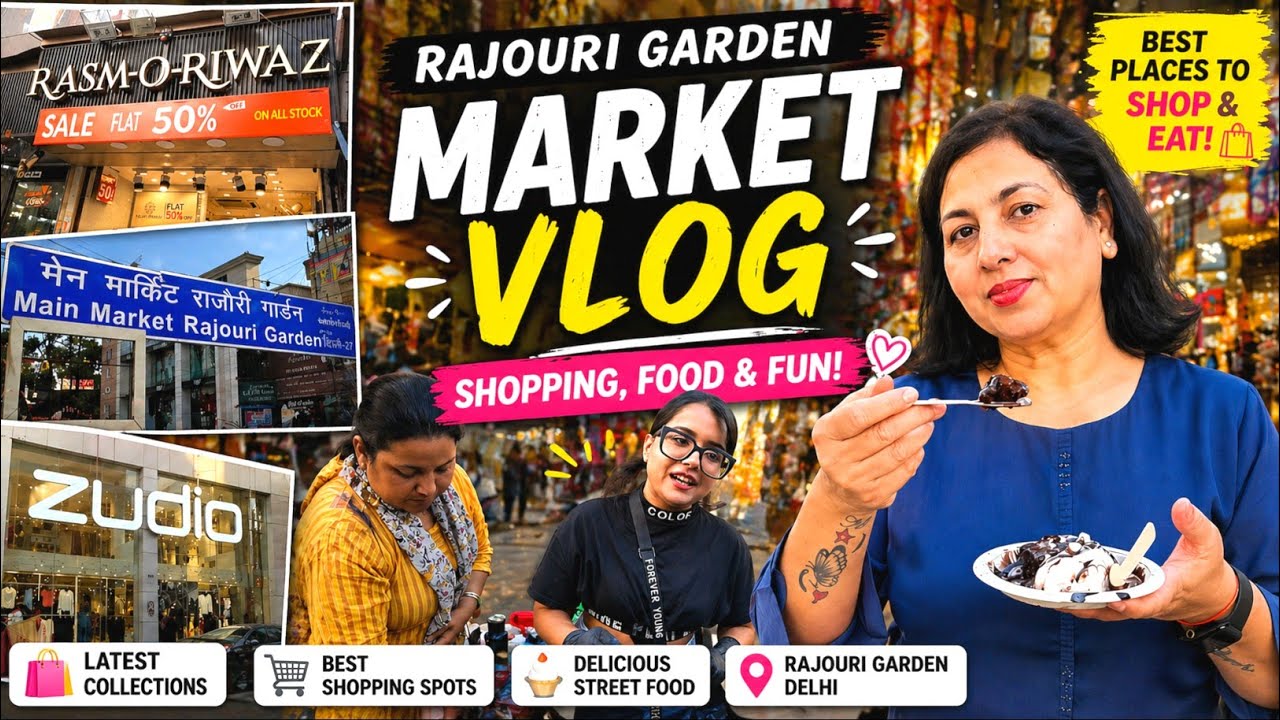 Rajouri Garden Main Market New Delhi | Evening Crowd & Busy Shopping Street - Fast Food | Frucho.mix