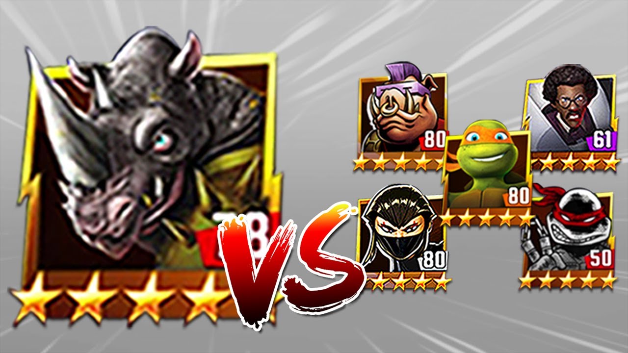 TMNT Legends Solo Rocksteady VS Karai, Mikey, Bebop Classic, Mikey Original, Baxter Stockman