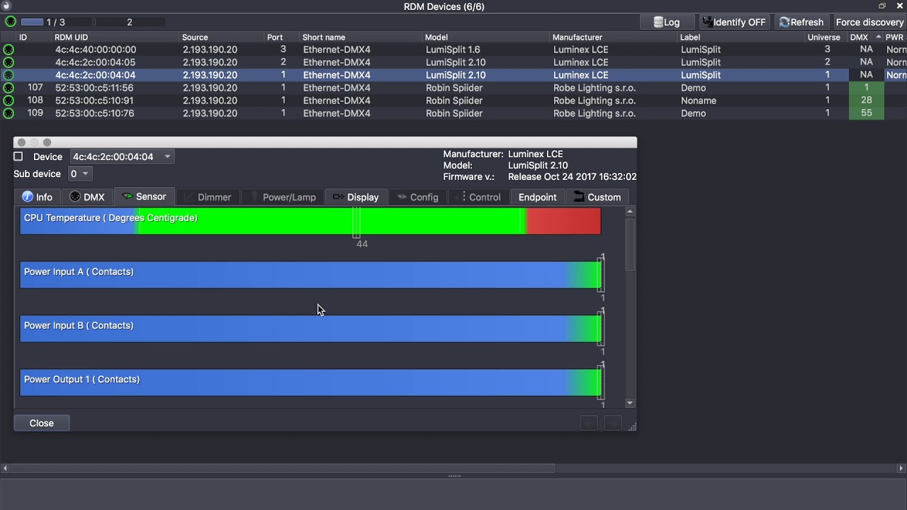 Luminex LumiNet Monitor User Guide (10/12): RDM Panel & LumiSplit
