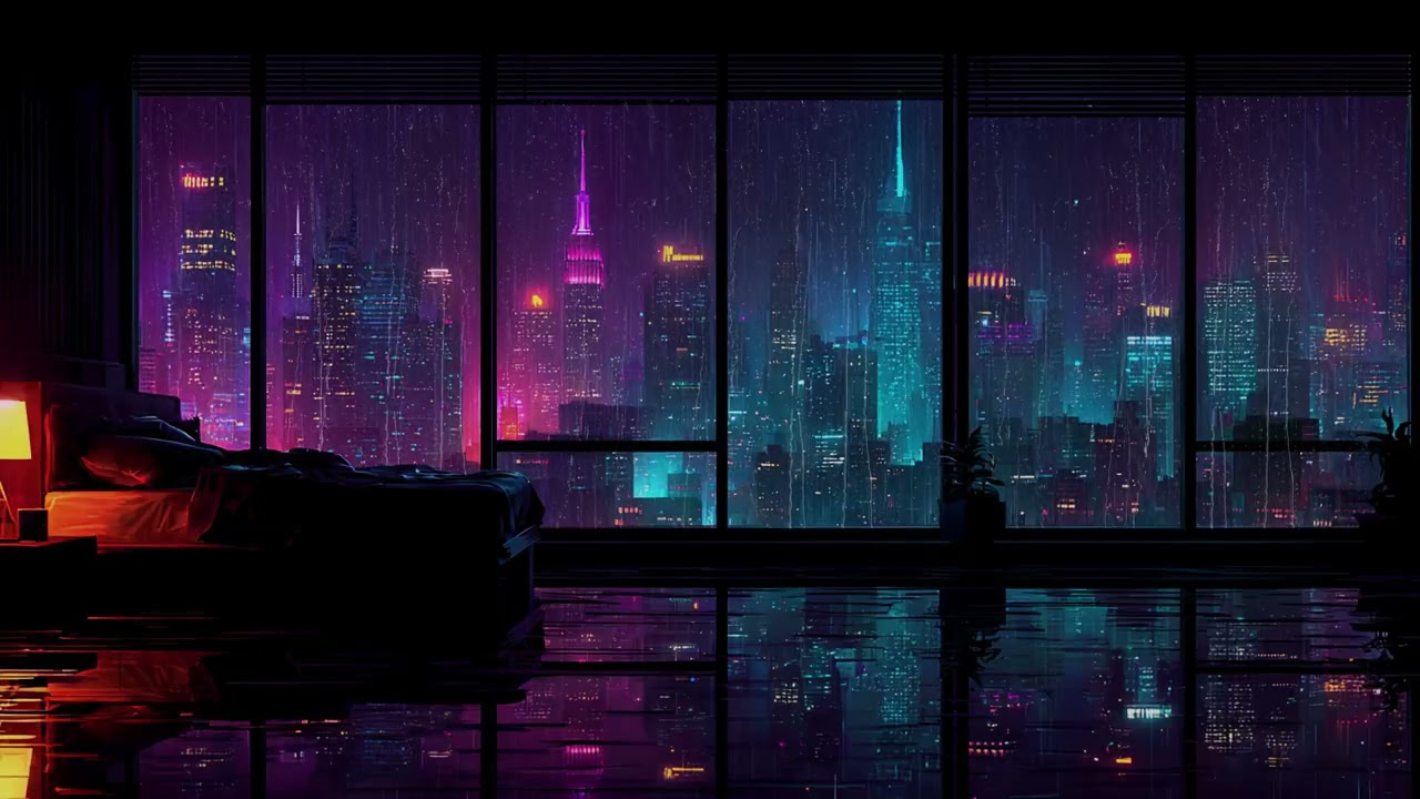Cozy New York City Rain Sounds at Midnight for Sleeping Peaceful Relaxation and Gentle Focus