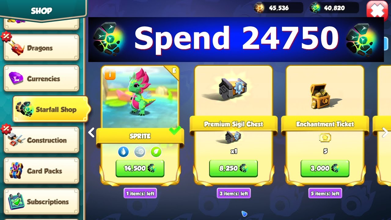 Spend 24750 Celestial dust and purchase 3 premium sigil chest | Seabow starfall event | DML