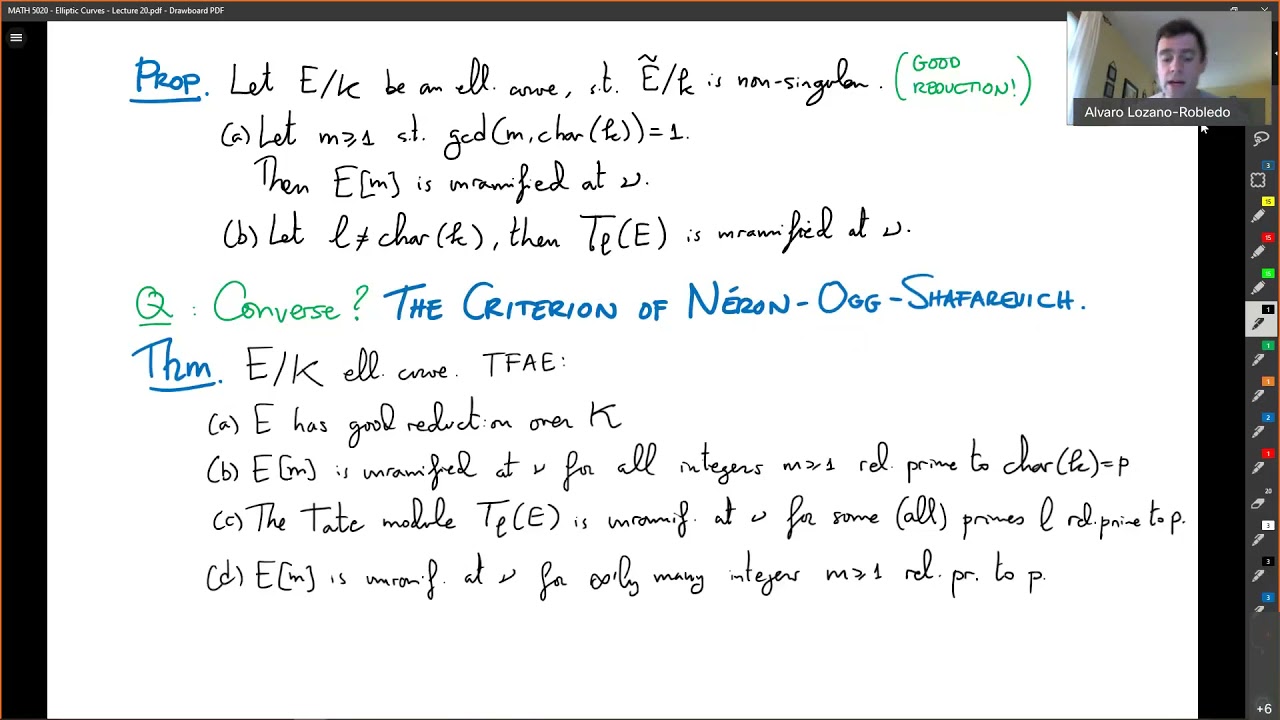 Elliptic Curves - Lecture 20a - Elliptic curves over local fields (good and bad reduction)