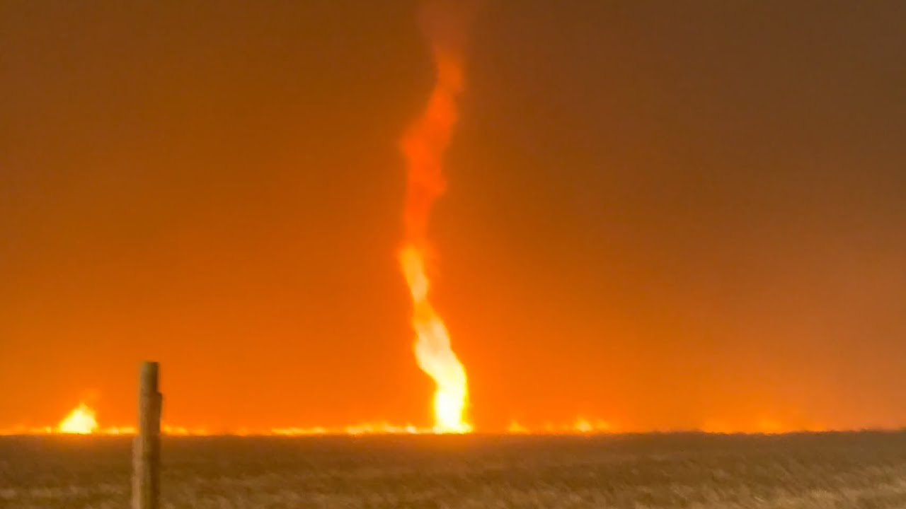 INSANE FIRE STORM with firenado driven by 70 mph winds threatens Englewood, Kansas! 