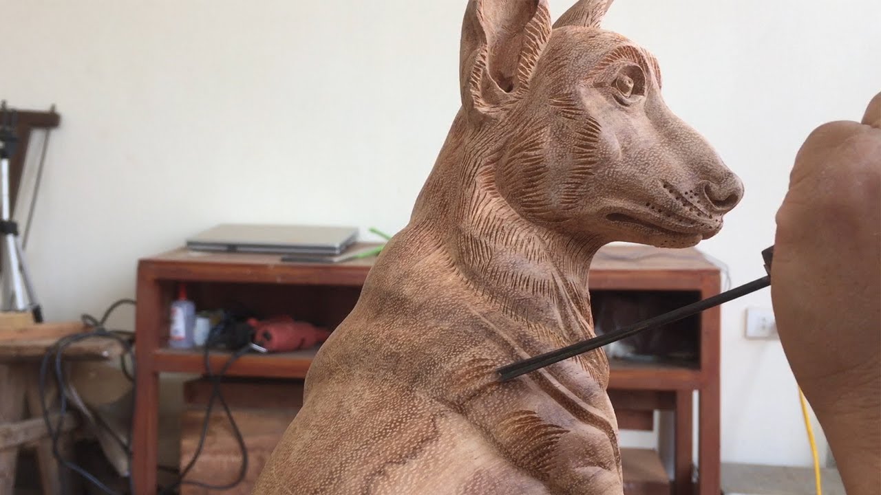 Wood Carving --- How to make dog wood carving --- Top of Wood Art
