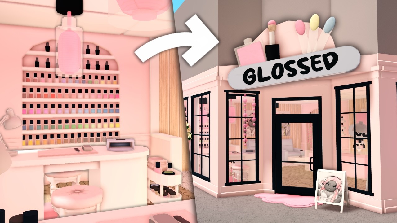i built a NAIL SALON in bloxburg | GLOSS ANGELES