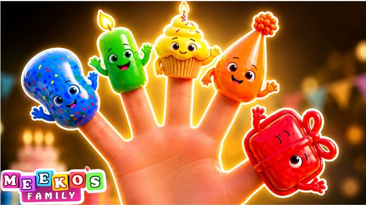 Balloon Finger Family Song 🎈Happy Birthday Party Celebration | Meeko's Family