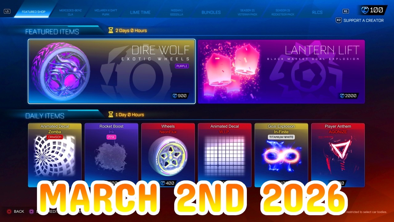 Rocket League ITEM SHOP Daily #465 (2nd March 2026)