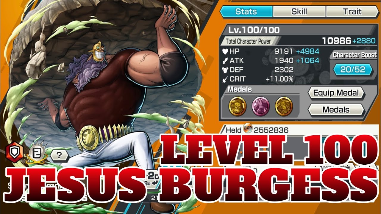 LEVEL 100 JESUS BURGESS GAMEPLAY | ONE PIECE BOUNTY RUSH | OPBR