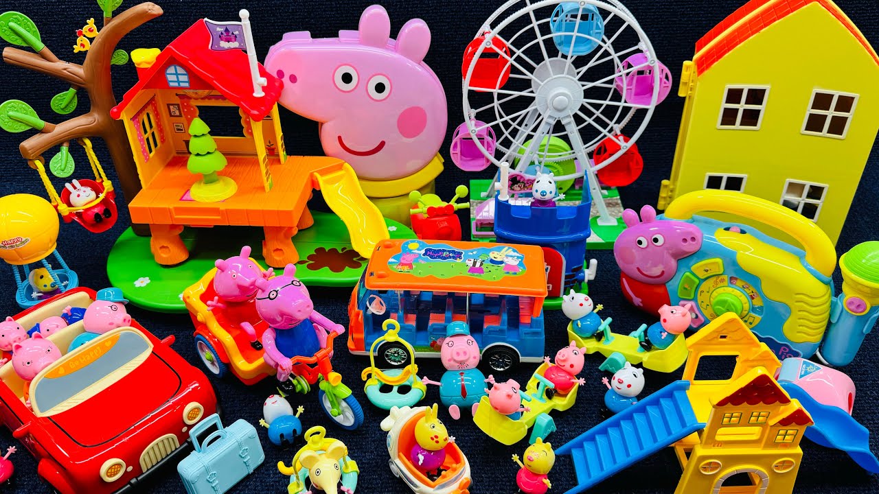 8 Minute Satisfying Unboxing, Peppa Pig Amusement Park, Fruit Cutting Joy Toy Set ASMR | Toy Review