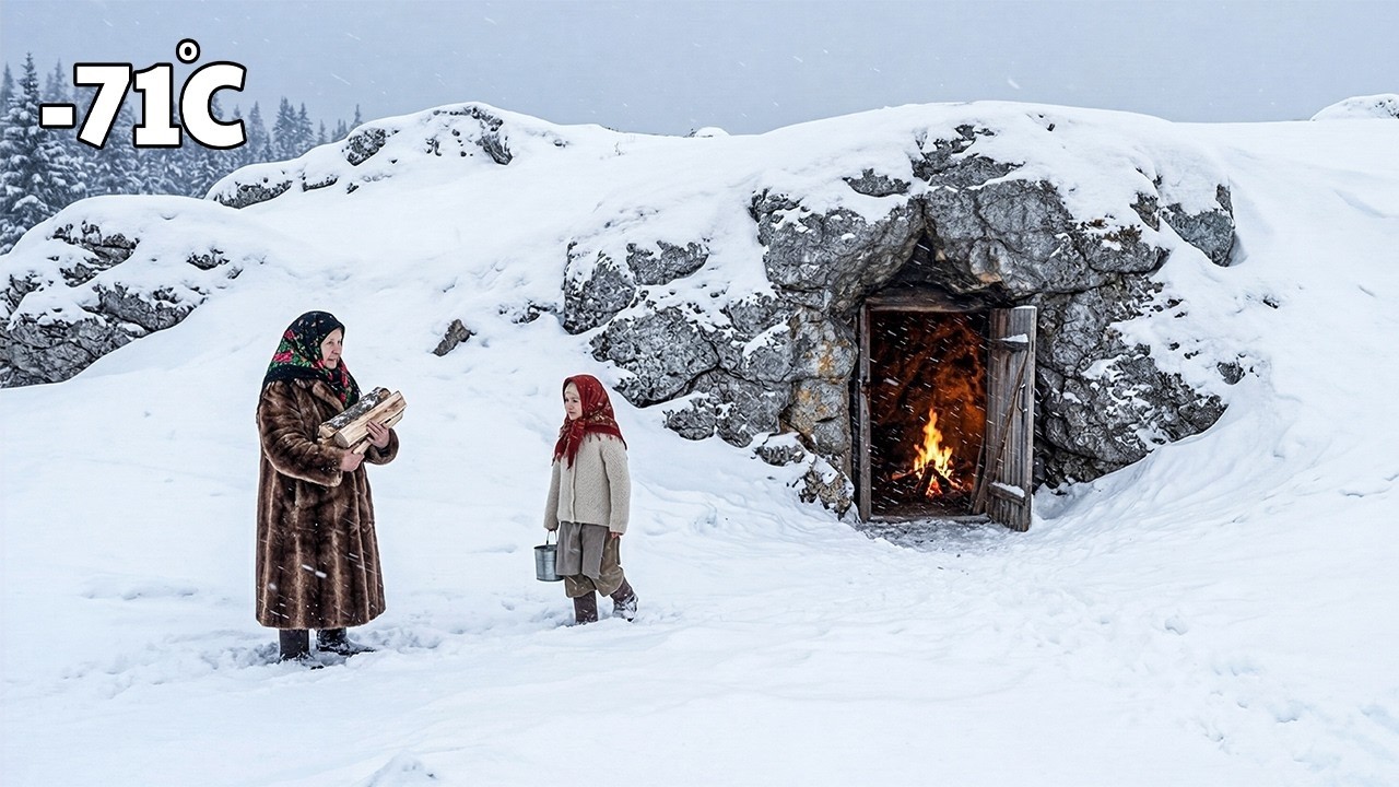 Frozen Siberia, Warm Cave Home | Grandmother and Grandchild’s Daily Life Through the Blizzard