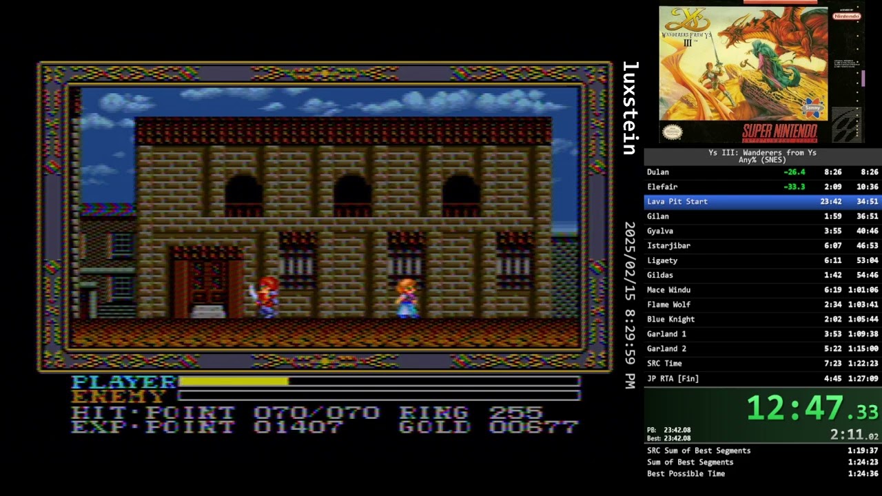 [RTA] Ys III: Wanderers from Ys - Any% (SNES) in 1:20:37