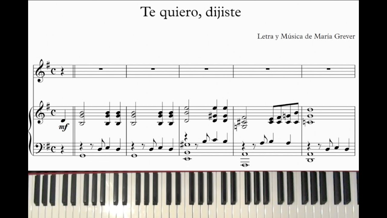 Te Quiero Dijiste. Maria Grever (Acompañamiento de piano/Piano accompaniment). Score. Karaoke