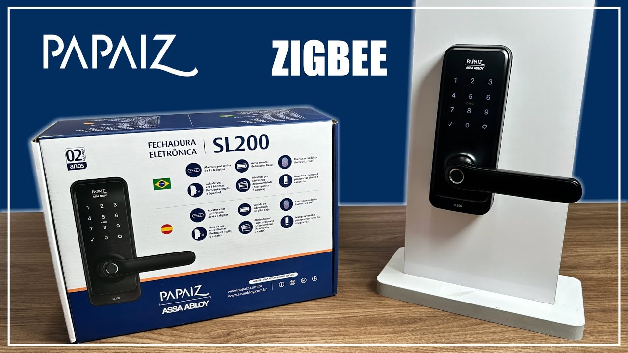 FECHADURA ZIGBEE DIGITAL PAPAIZ SL200 - Alexa, Google, Siri, Tuya, Home Assistant e outros