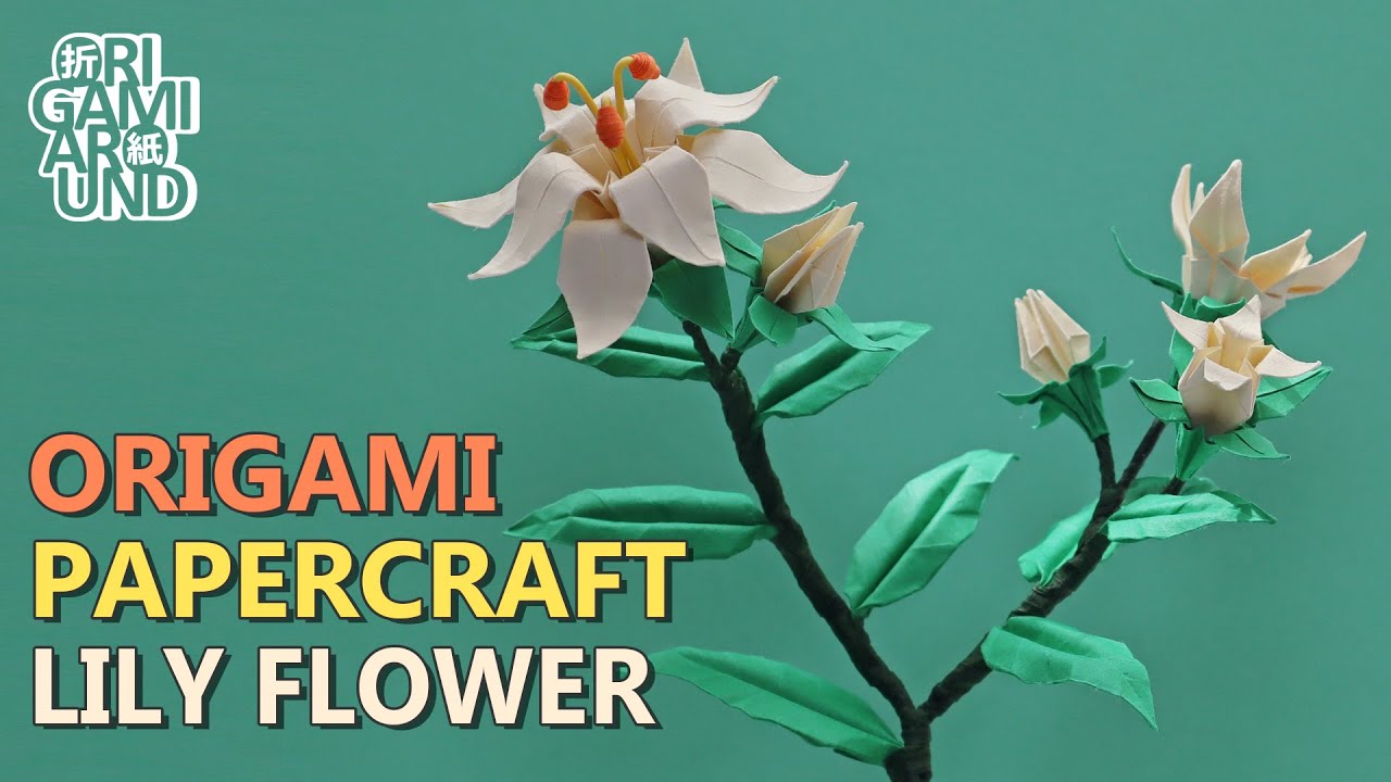 ORIGAMI FLOWER 🌸🌼🌻 How to make a lily with stem and buds