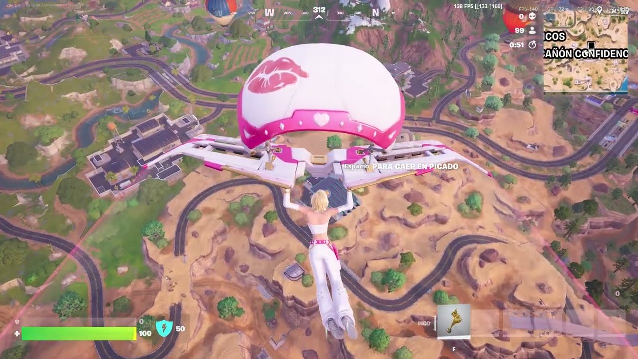 Jugando a una partida de Fornite con la mejor skin del pase