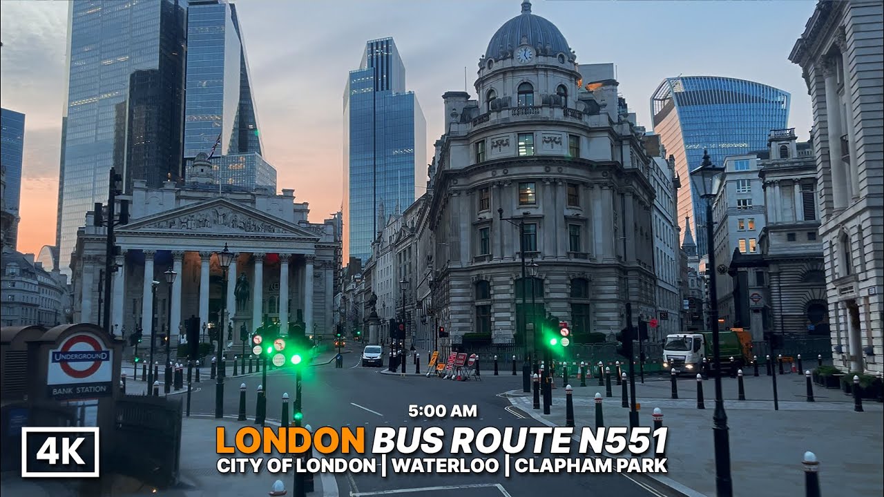 5AM Golden Hour Bus Ride | London’s Quietest Hour | N550 Night Bus Ride to East London | 4K HDR