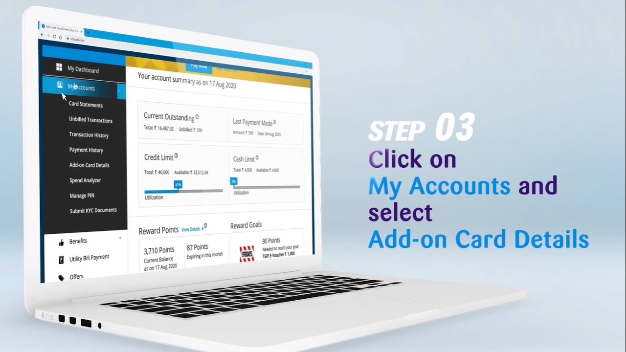 How to manage your Add-On SBI Card using SBI Card Website