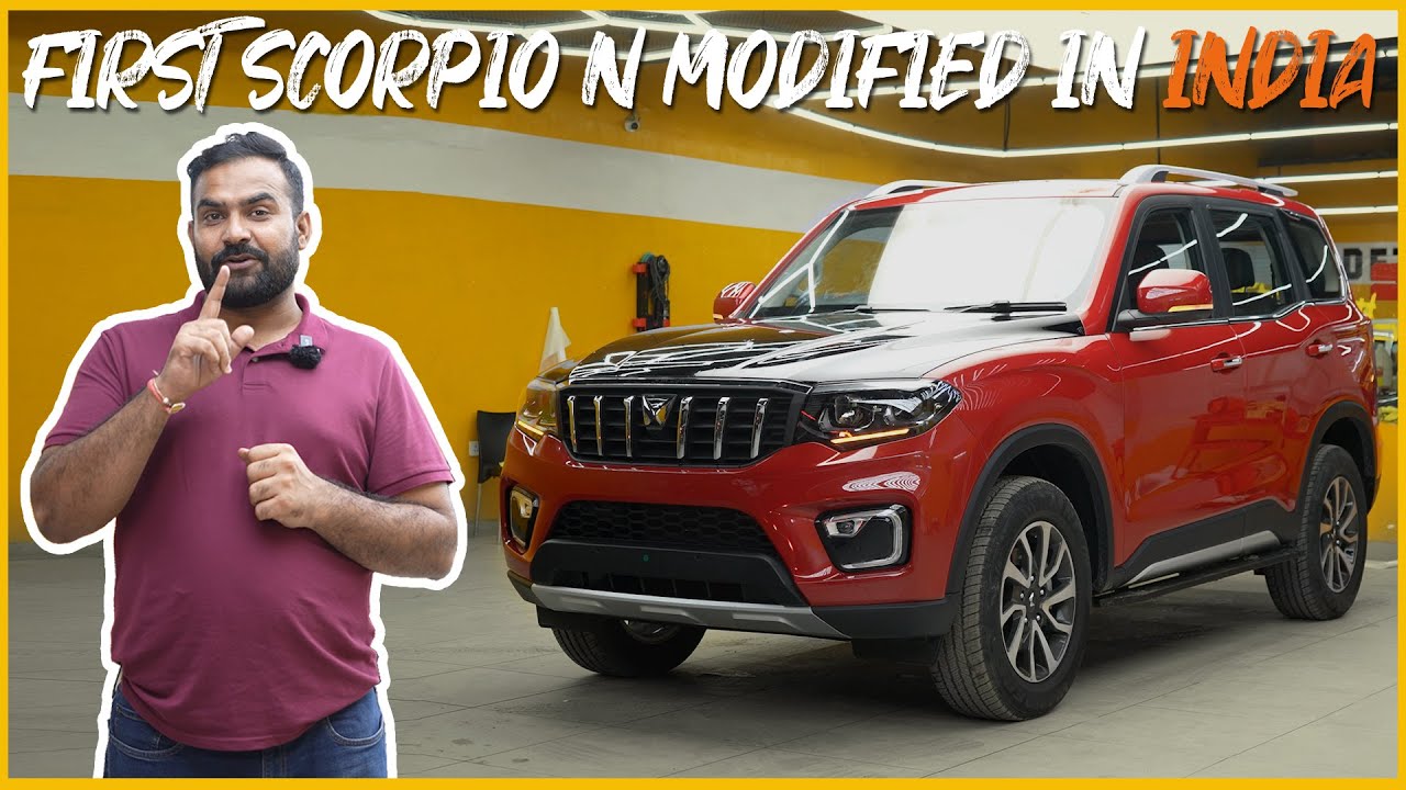 First Red Scorpio N 2022 Modified at Detailing Bull - BLACK PAINT PROTECTION Film
