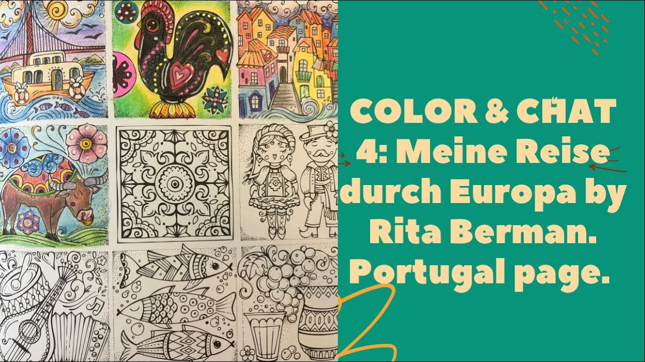 Color & Chat 4: Meine Reise durch Europa by Rita Berman. Portugal page.