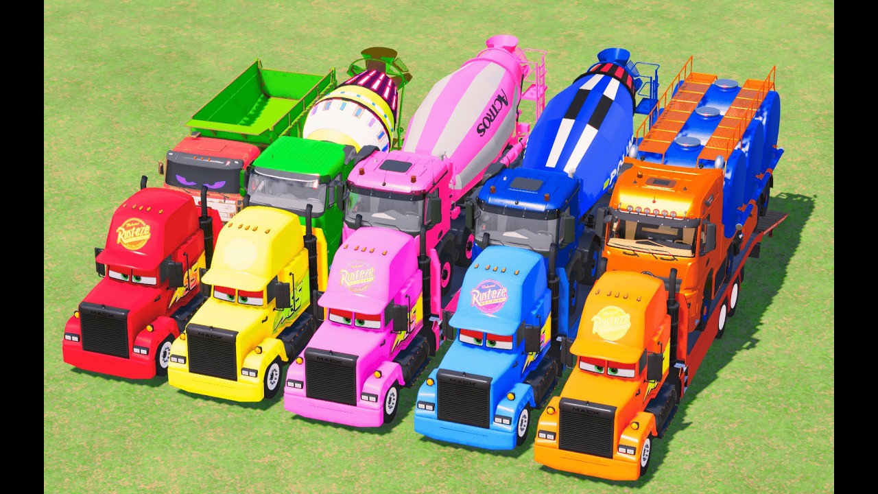 Colorful Garage FS22   Mixer Truck With Flatbed Trailer, Scania, Mercedes Bnez, Man ,Volvo FS22