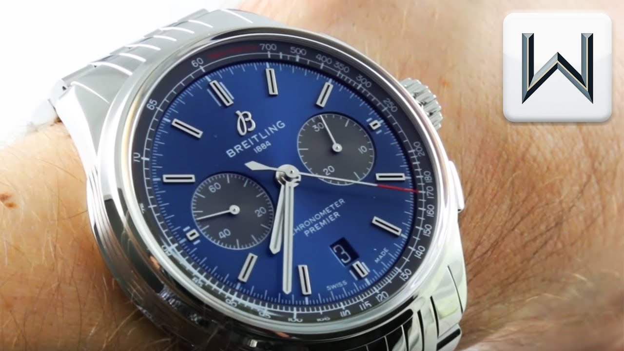 2018 Breitling Premier B01 Chronograph 42 BLUE DIAL AB0118A61C1A1 Luxury Watch Review