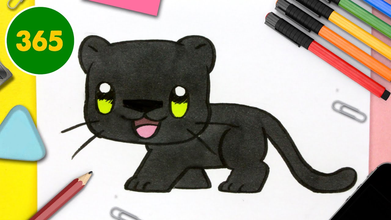 COMMENT DESSINER UNE PANTHÈRE KAWAII - Dessins kawaii faciles - Apprenez à dessiner avec jape