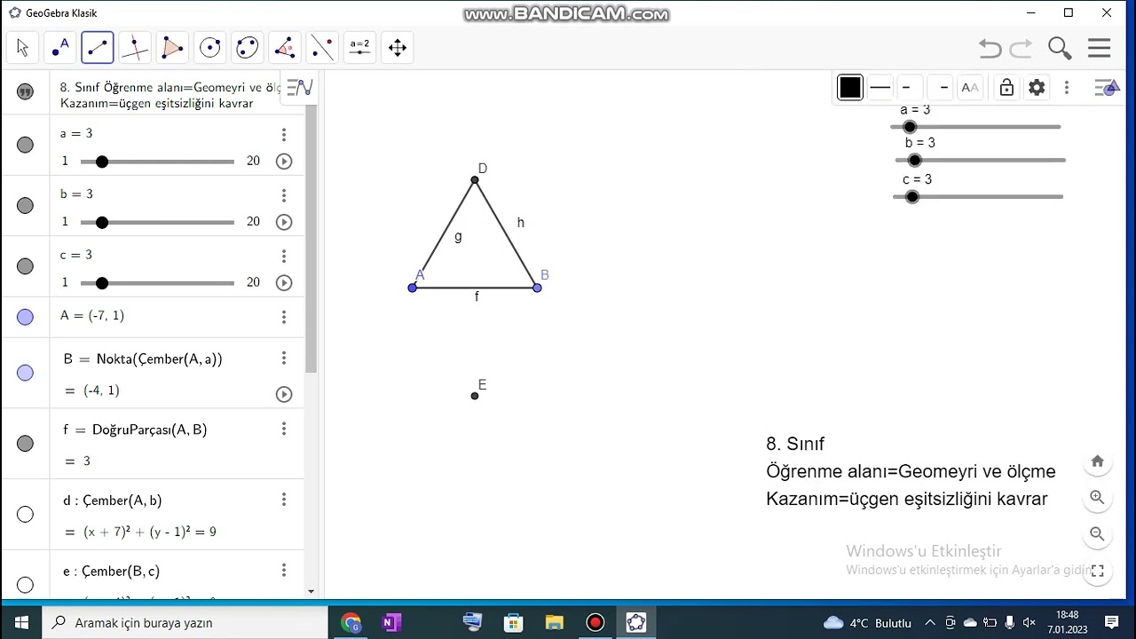 Geogebra (Üçgen eşitsizliği)