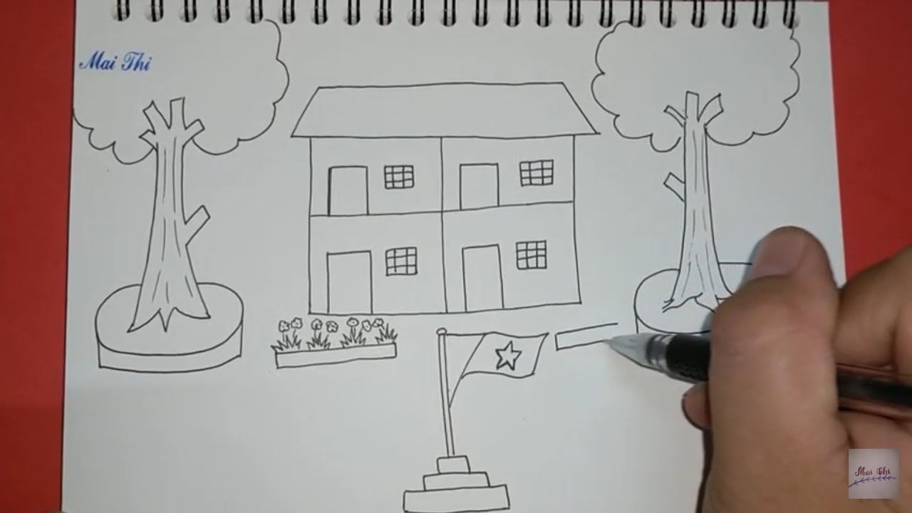 Hướng dẫn vẽ trường tiểu học đơn giản nhất / Vẽ ngôi trường mầm non / Vẽ trường tiểu học
