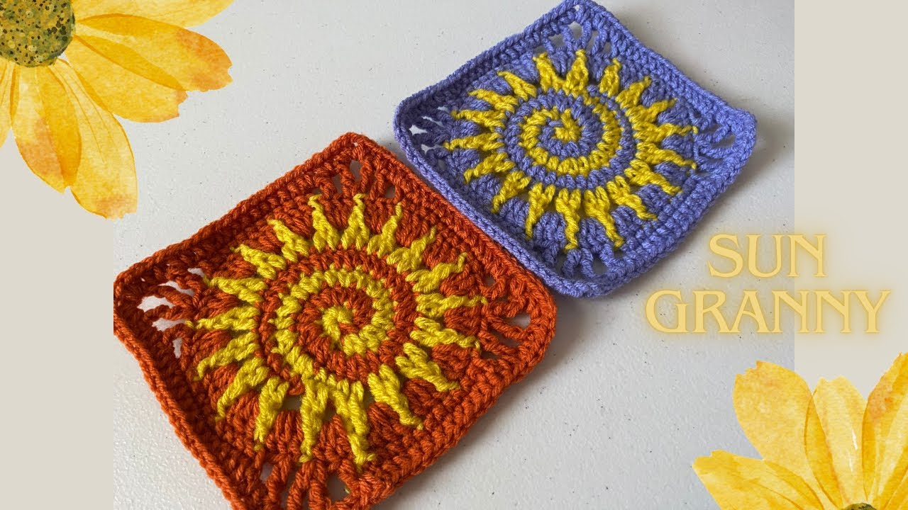 Crochet Sun Granny Square Tutorial | Step-By-Step