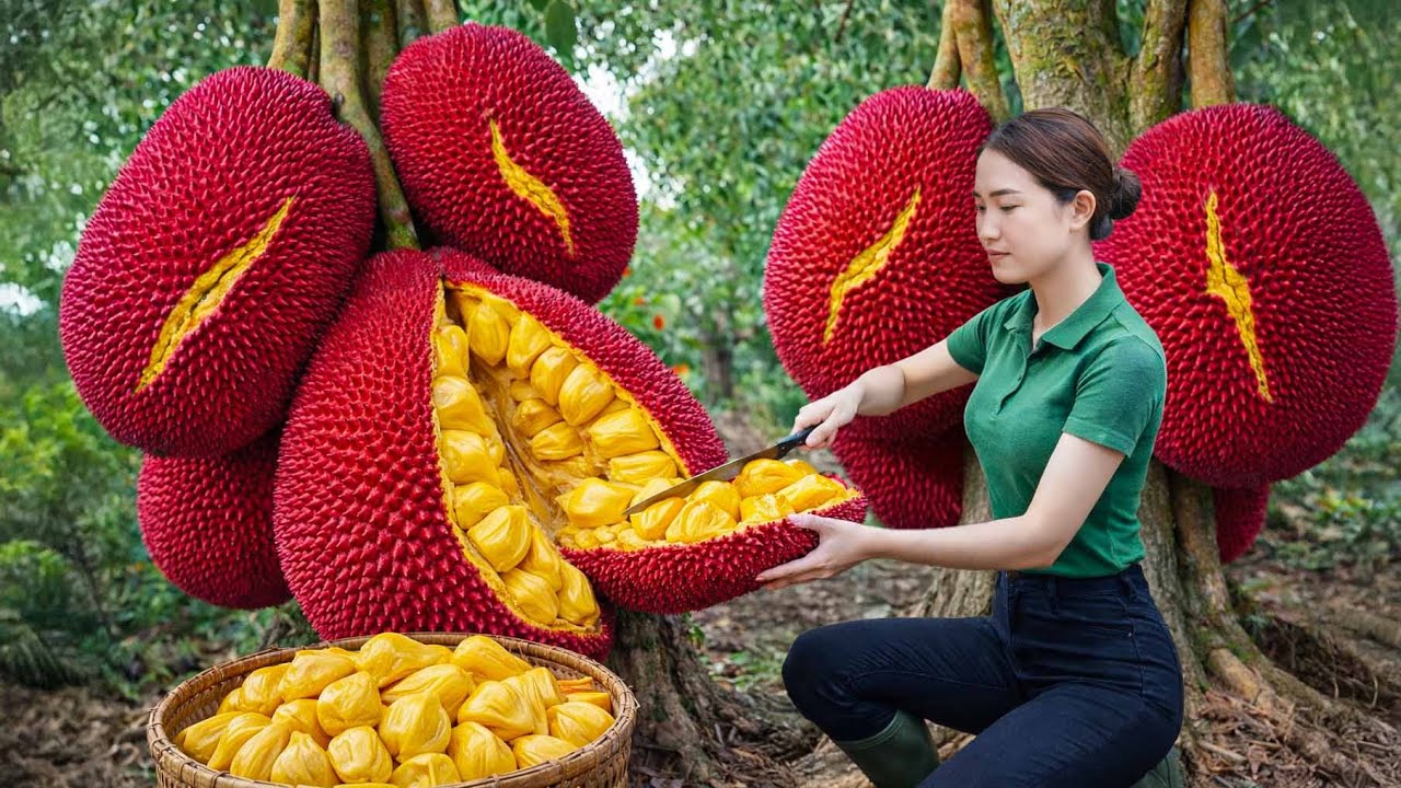 Harvesting 1000kg+ of Rare Giant Red Jackfruit That Sold Out Fast | Village Market 🍈🔥