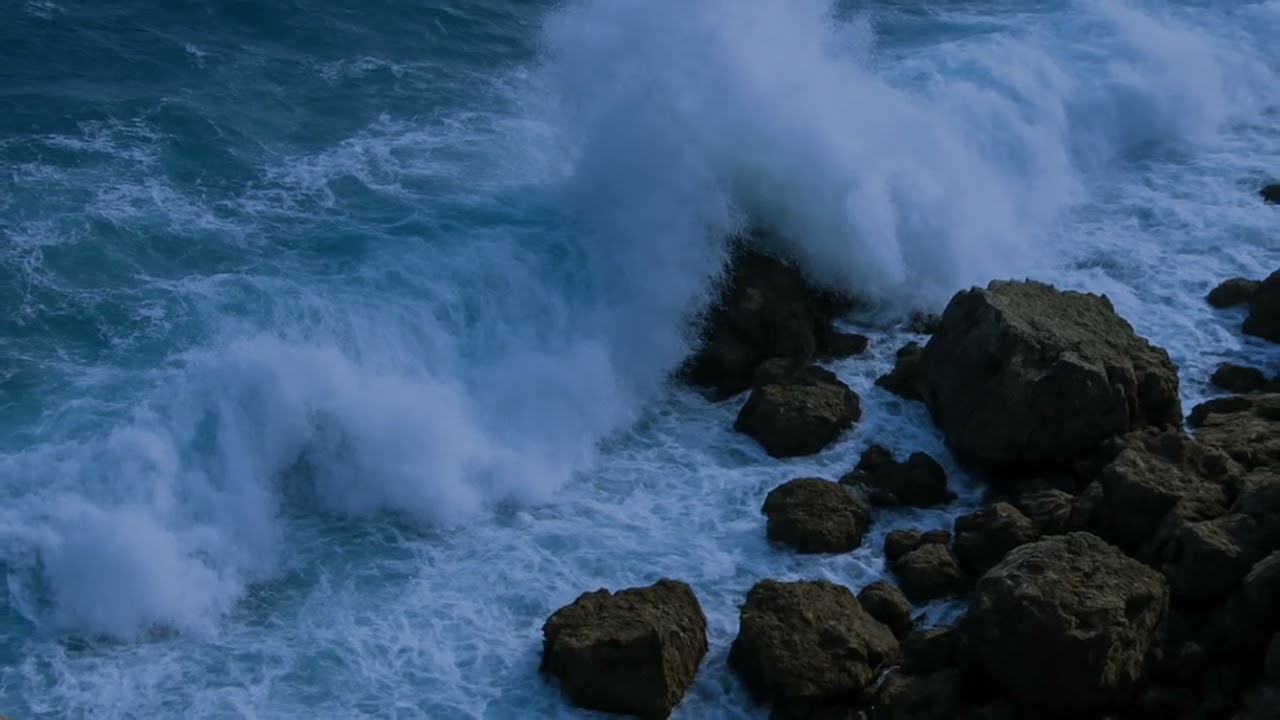 Sound of ocean waves crashing against rocks | Wave Sounds for Sleeping, Studying & Relaxing