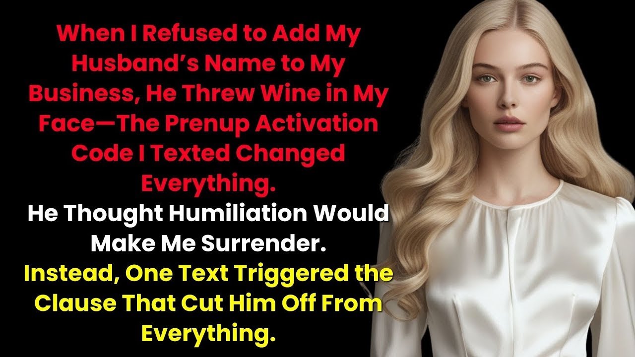 When I Refused to Add My Husband's Name to My Business, He Threw Wine in My Face—The Prenup