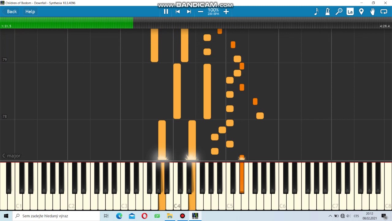 Children Of Bodom - Downfall keyboard parts Synthesia + MIDI file