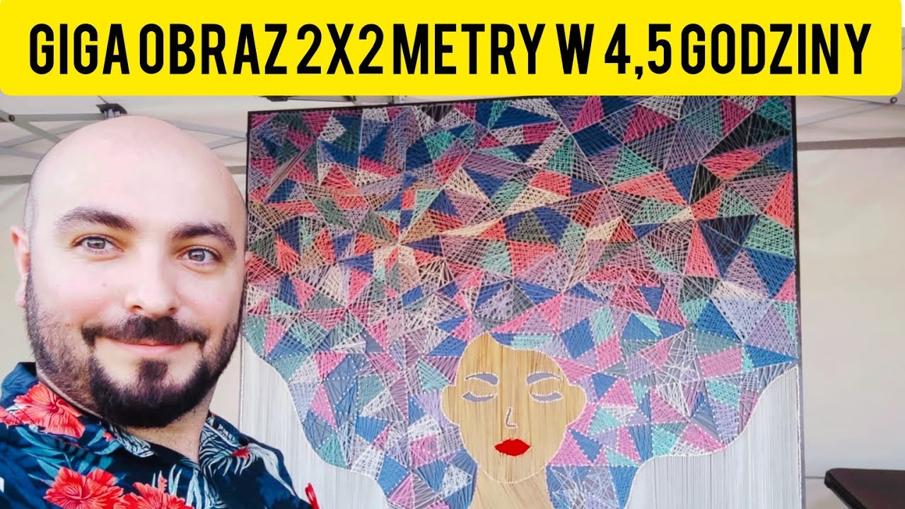 Timelapse - giga string art 2x2metry - tworzony z mieszkańcami Sieradza na Open Hair Festival 2025