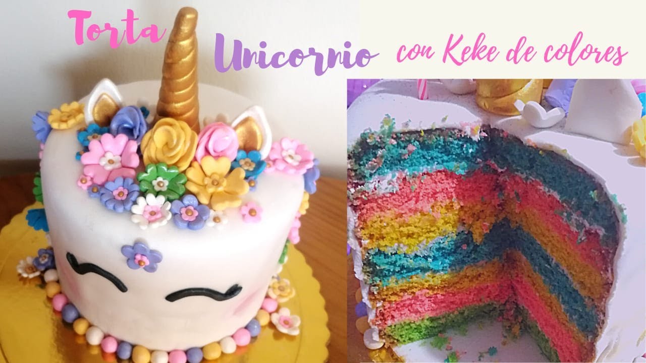 Como hacer una TORTA UNICORNIO 🦄 con FONDANT -KEKE DE COLORES - Arcoiris