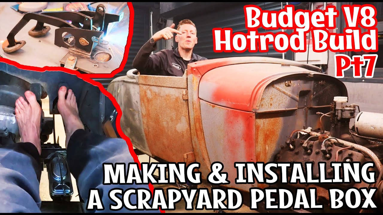 Budget V8 Hotrod Build - Pt7. Making a pedal box, master cylinder instal, and more chassis work!