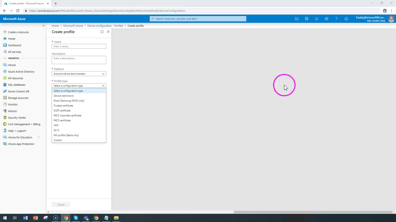 Device configuration Profiles - Create profiles - Microsoft Intune Training Series video No#35