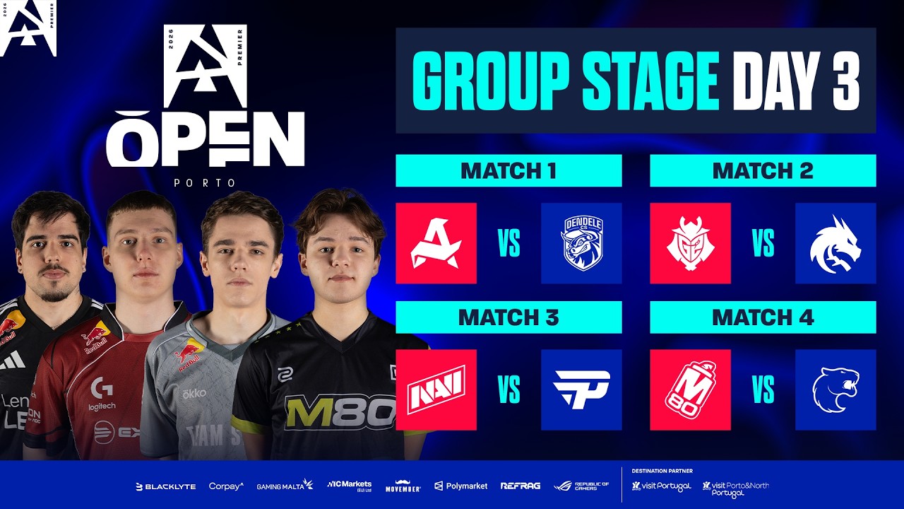 BLAST Open Porto 2026, Day 3 - Aurora vs DENDELE, G2 vs Spirit, NAVI vs paiN, M80 vs FURIA