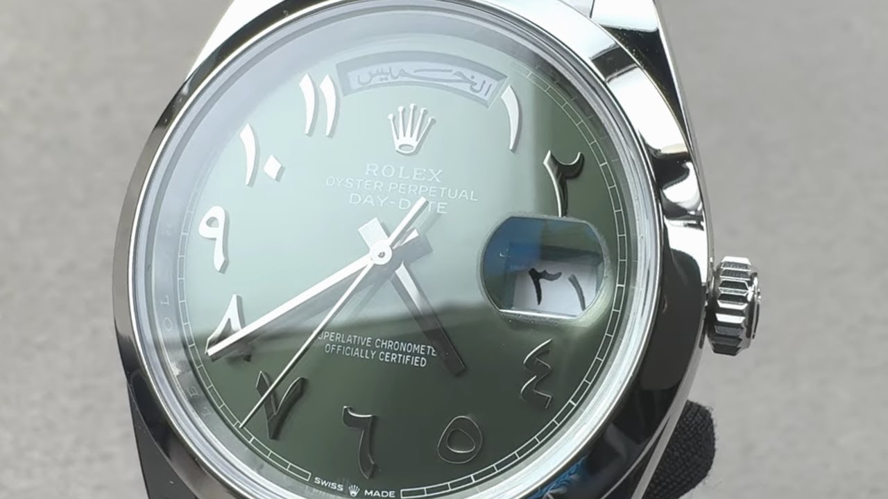 Rolex Platinum Day-Date Olive Green Eastern Arabic Dial (228206) - Rolex Certified Pre-Owned Review