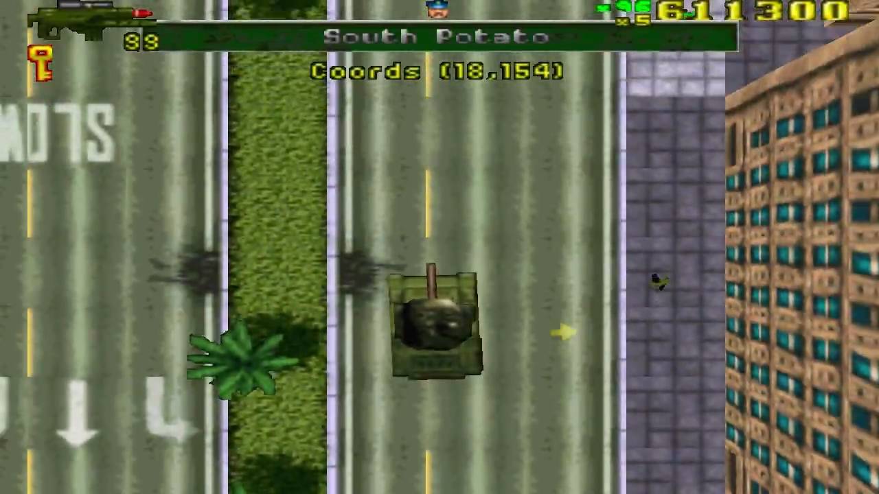 Gta 1 grand theft auto ps x gameplay tank   bug