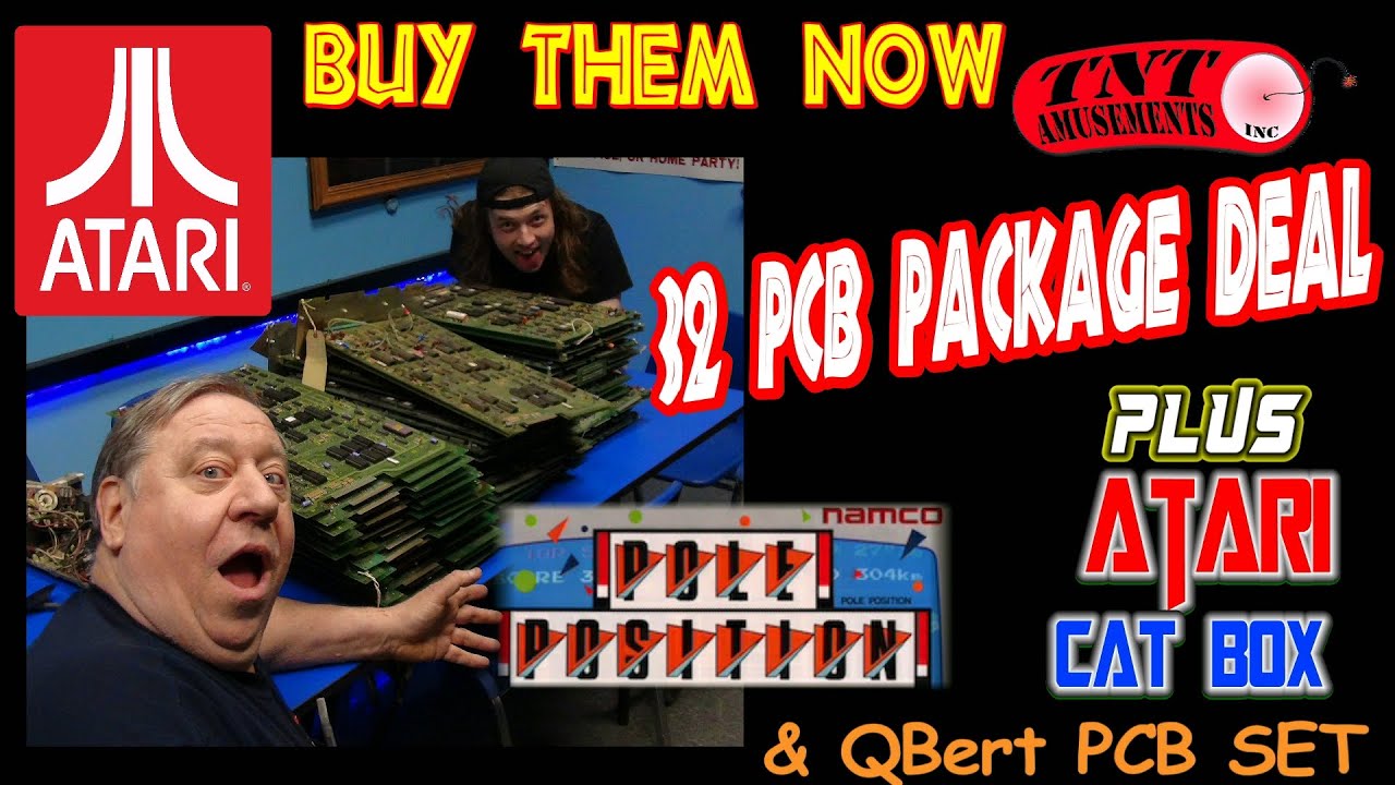 Atari POLE POSITION Arcade Game PCB Package Deal-32 Boardsets & Atari CAT BOX - TNT Amusements