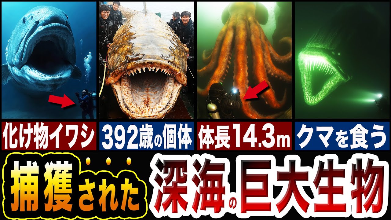 深海の巨大生物たちが異次元すぎる…!!捕獲された深海の巨大生物5選【ゆっくり解説】