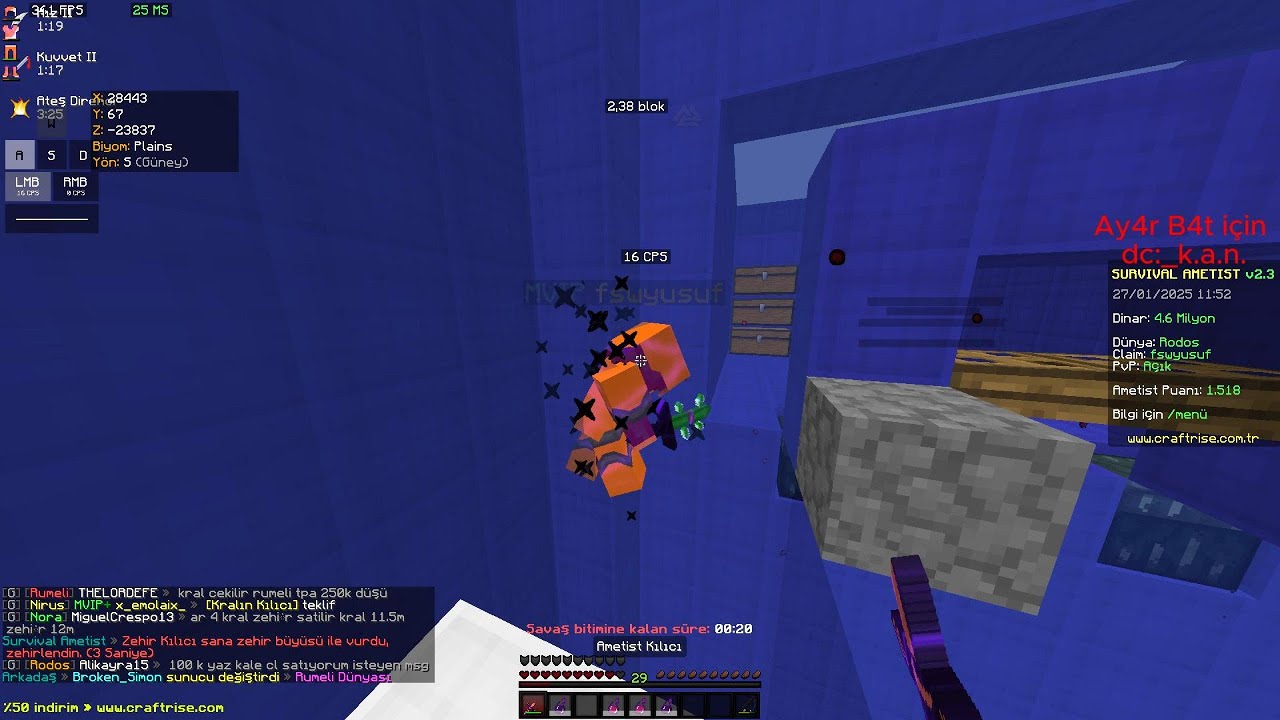 EN İYİSİ OLMA PVP/36X KRAL ZEHİR KESME/TAG BÖLME/Craftrise Survival Ametist PVP/Artemis /Nether PVP