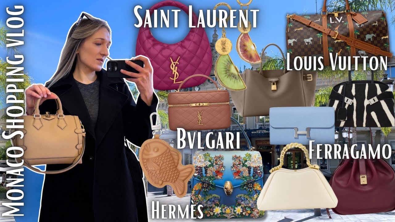 MONACO LUXURY SHOPPING VLOG❤️ Hermès, Bvlgari, Saint Laurent, Louis Vuitton Ferragamo | Lesley Adina