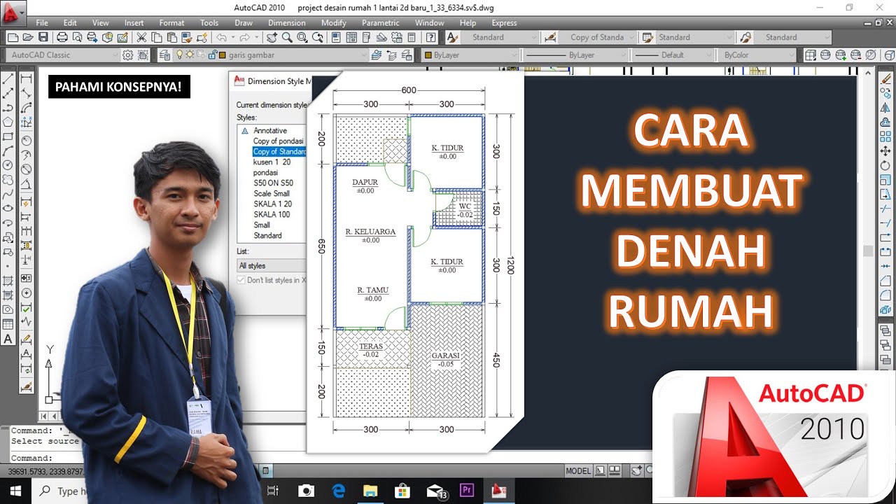 CARA MENGGAMBAR DENAH DENGAN AUTOCAD ! - Belajar AutoCad 2010