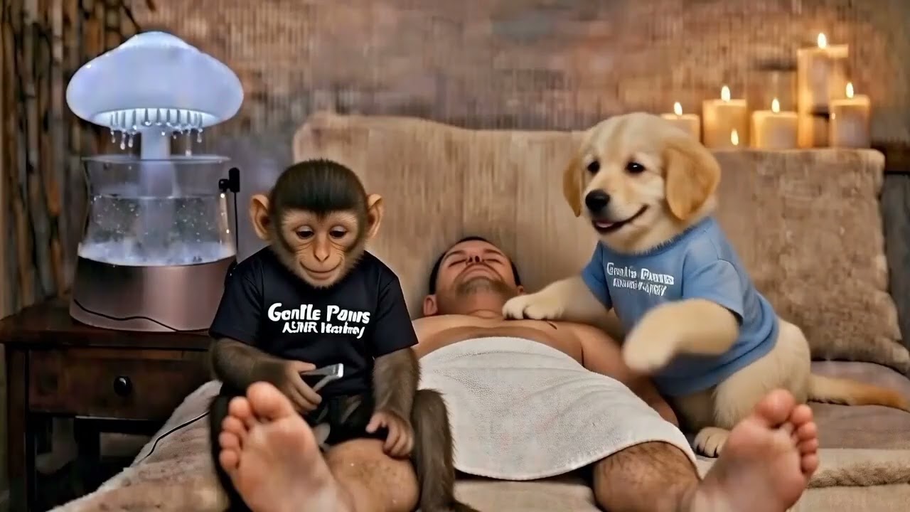 A Monkey and a Puppy Gave Me the Most Relaxing ASMR Massage😱